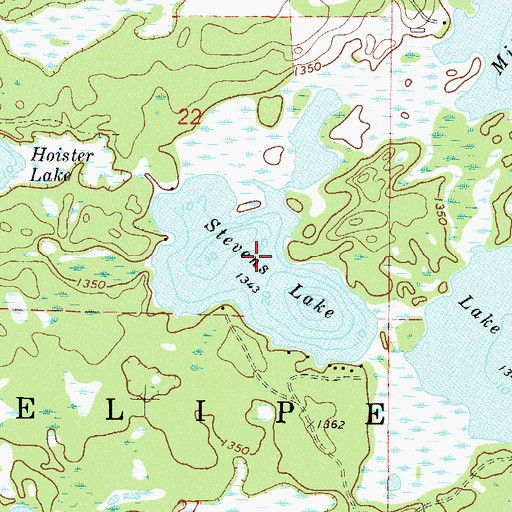Topographic Map of Stevens Lake, MN