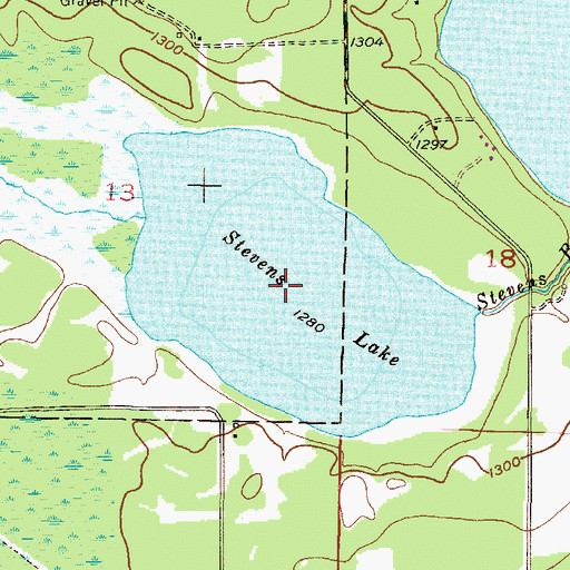 Topographic Map of Stevens Lake, MN