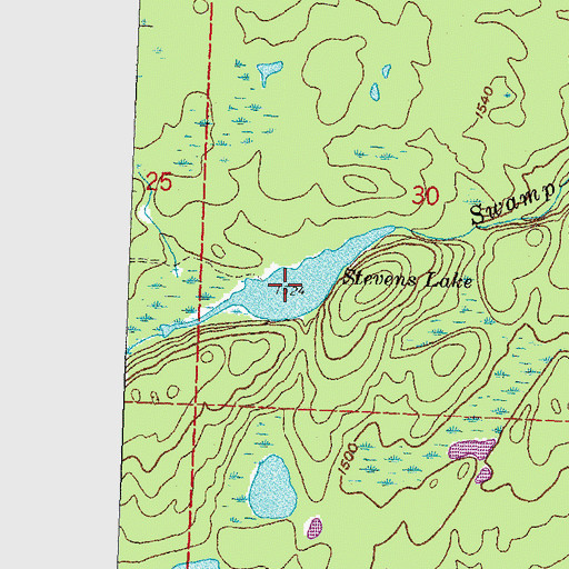Topographic Map of Stevens Lake, MN