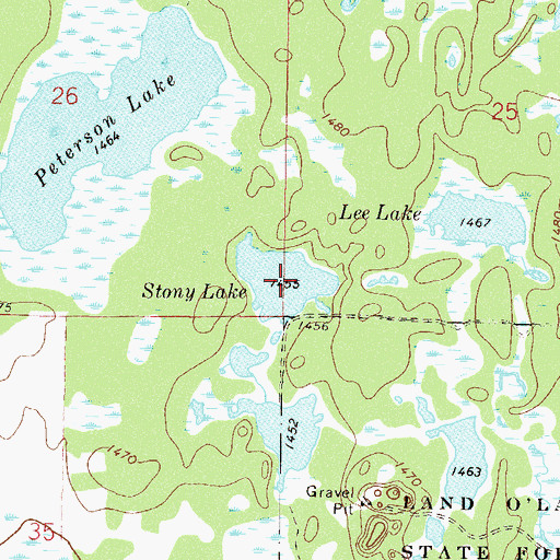 Topographic Map of Stony Lake, MN