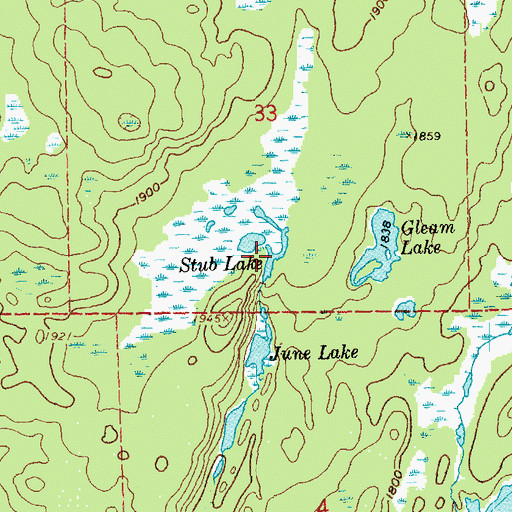 Topographic Map of Stub Lake, MN