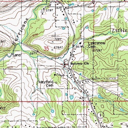 Topographic Map of Belview Baptist Church, AR