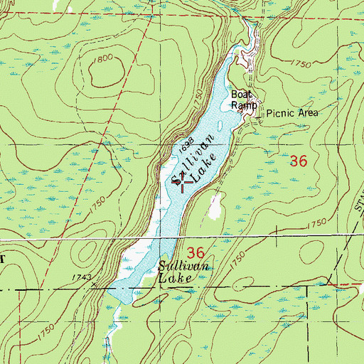 Topographic Map of Sullivan Lake, MN