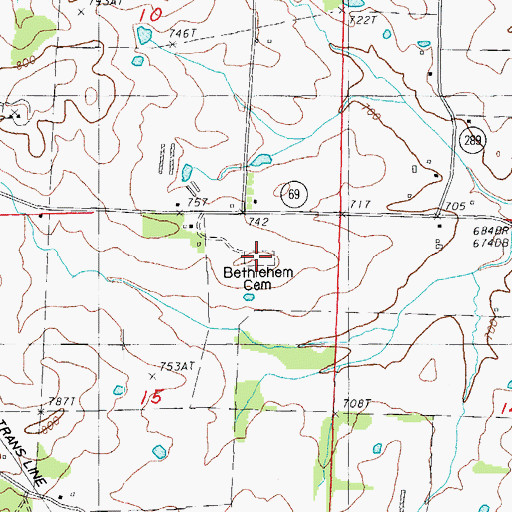 Topographic Map of Bethlehem Cemetery, AR