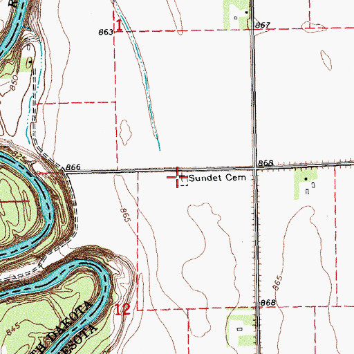 Topographic Map of Sundet Cemetery, MN