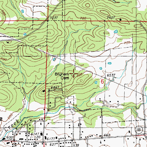 Topographic Map of Bigham Cemetery, AR