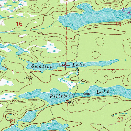 Topographic Map of Swallow Lake, MN