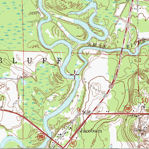Topographic Map of Swan River, MN