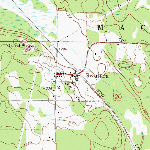 Topographic Map of Swatara, MN