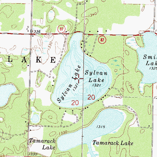 Topographic Map of Sylvan Lake, MN