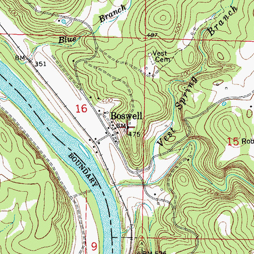Topographic Map of Boswell Baptist Church, AR