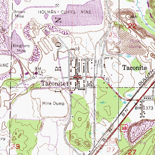 Topographic Map of Taconite, MN