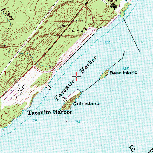 Topographic Map of Taconite Harbor, MN