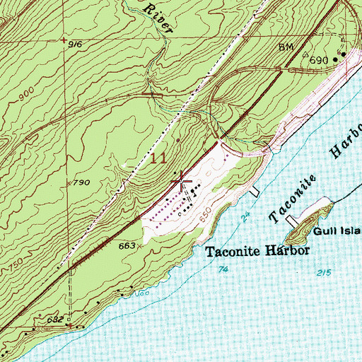 Topographic Map of Taconite Harbor, MN