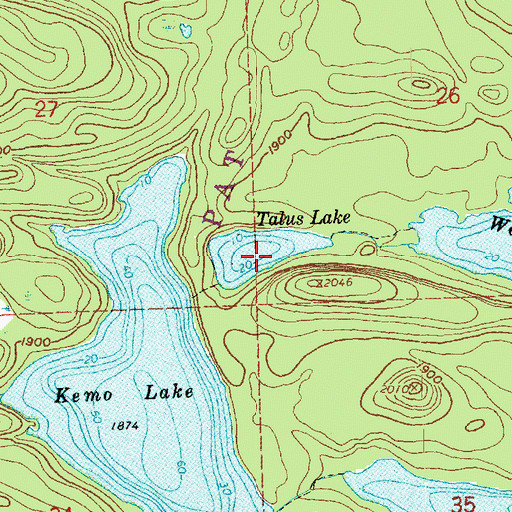 Topographic Map of Talus Lake, MN