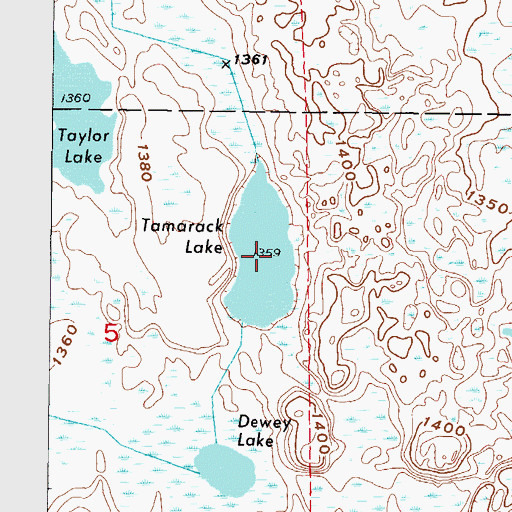Topographic Map of Tamarack Lake, MN
