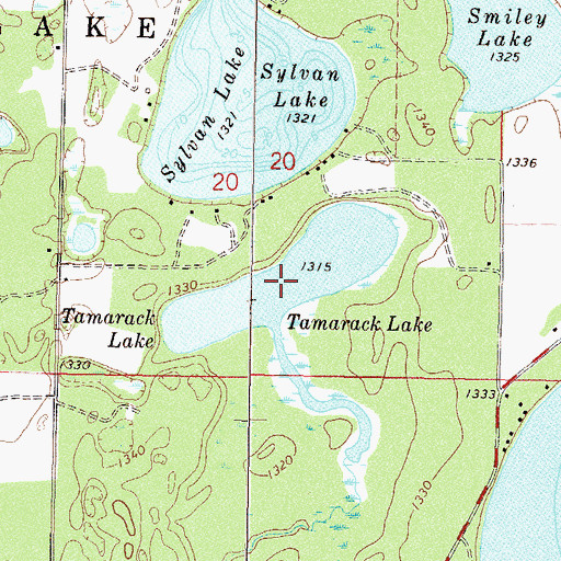 Topographic Map of Tamarack Lake, MN