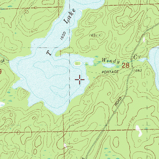 Topographic Map of T Lake, MN