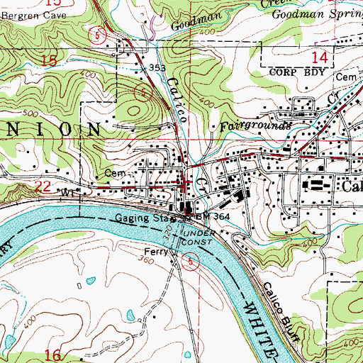 Topographic Map of Calico Rock Historic District, AR