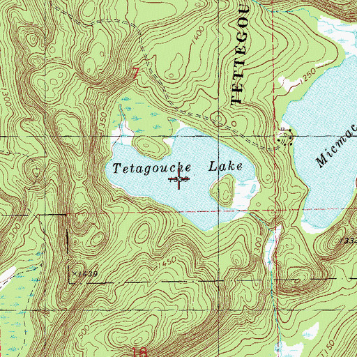 Topographic Map of Tetagouche Lake, MN