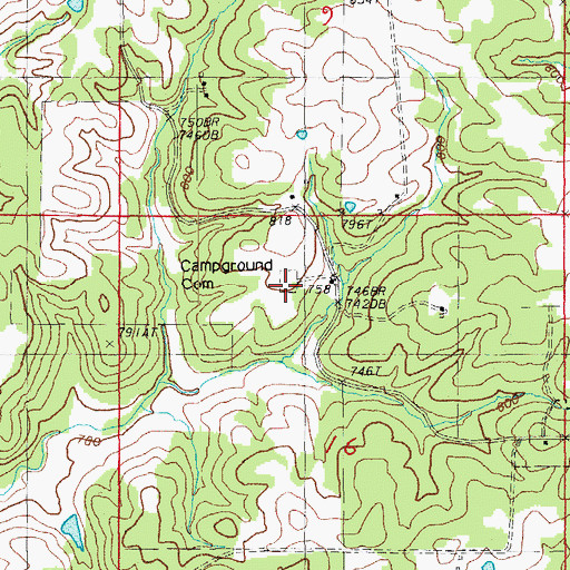 Topographic Map of Campground Cemetery, AR