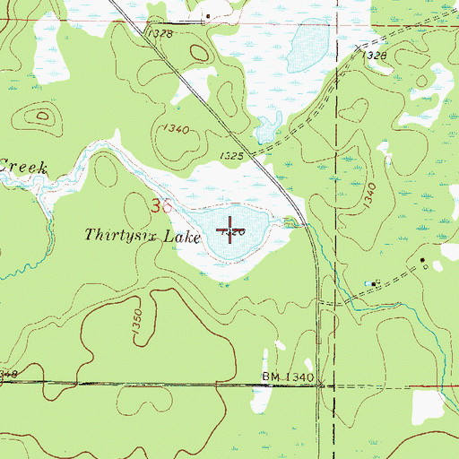 Topographic Map of Thirtysix Lake, MN