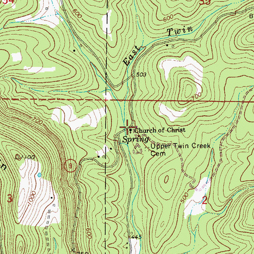 Topographic Map of Church of Christ, AR