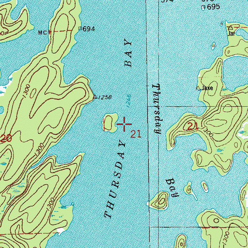 Topographic Map of Thursday Bay, MN