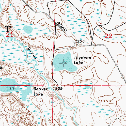 Topographic Map of Thydean Lake, MN