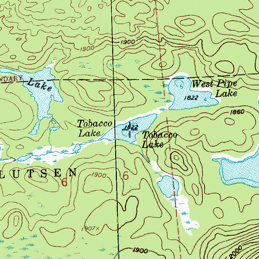 Topographic Map of Tobacco Lake, MN