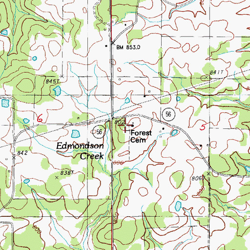 Topographic Map of Forest Cemetery, AR