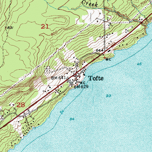 Topographic Map of Tofte, MN