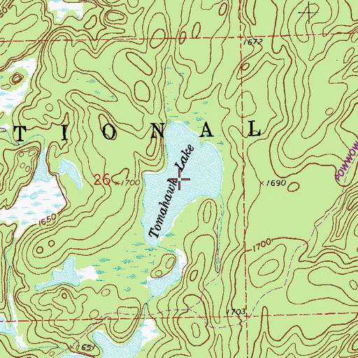 Topographic Map of Tomahawk Lake, MN