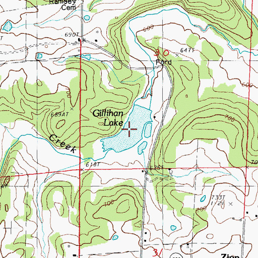 Topographic Map of Gillihan Lake, AR