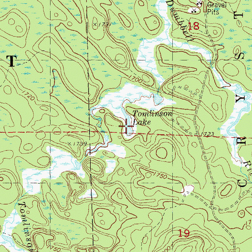 Topographic Map of Tomlinson Lake, MN