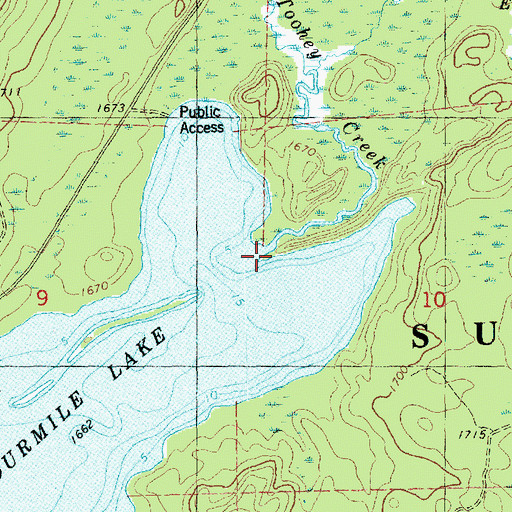 Topographic Map of Toohey Creek, MN