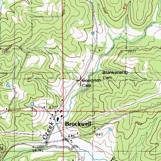 Topographic Map of Goodrich Cemetery, AR