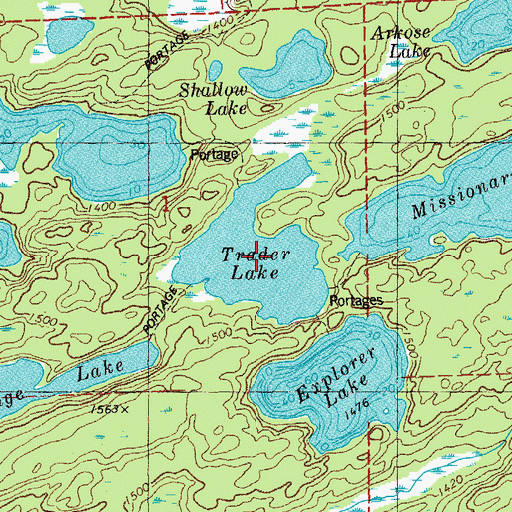 Topographic Map of Trader Lake, MN