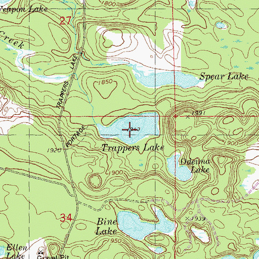 Topographic Map of Trappers Lake, MN