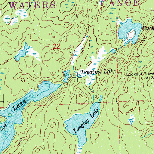 Topographic Map of Treatme Lake, MN