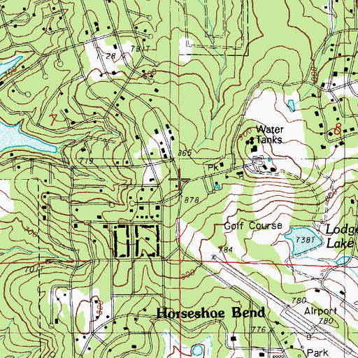 Topographic Map of Horseshoe Bend, AR