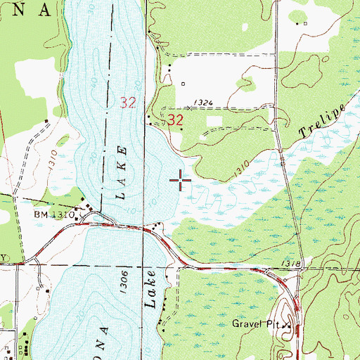 Topographic Map of Trelipe Creek, MN
