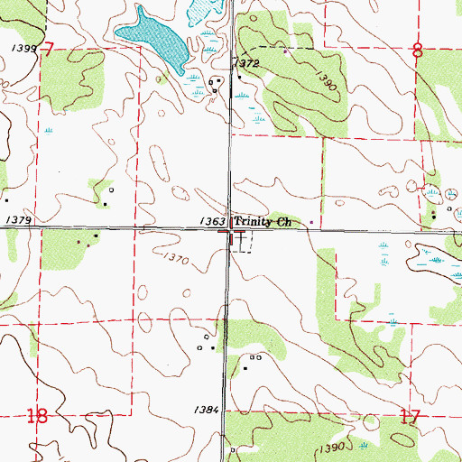Topographic Map of Trinity Church, MN