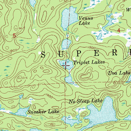 Topographic Map of Triplet Lakes, MN