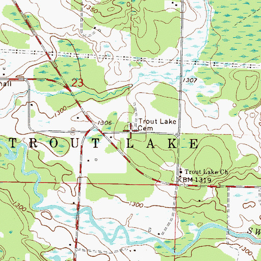 Topographic Map of Trout Lake Cemetery, MN