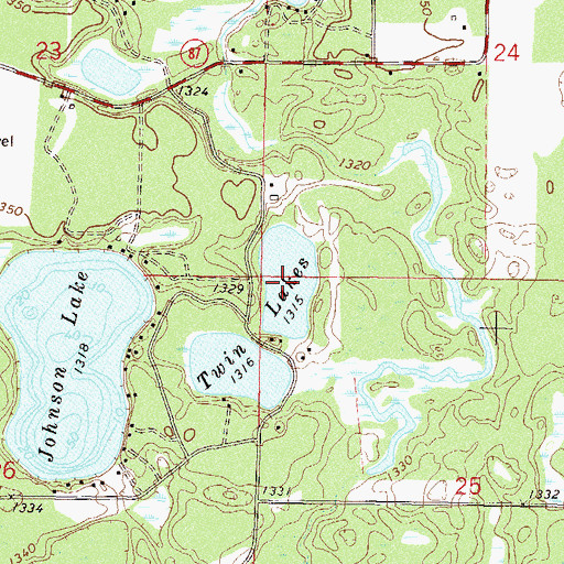 Topographic Map of Twin Lakes, MN