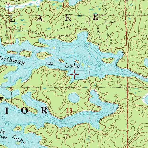 Topographic Map of Ojibway Lake, MN