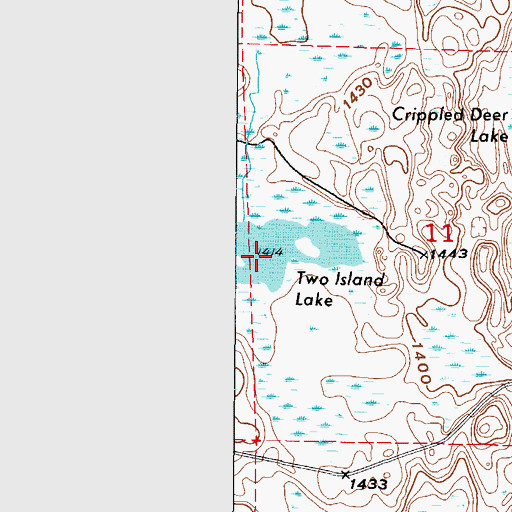 Topographic Map of Two Island Lake, MN