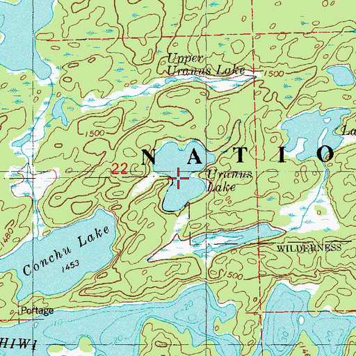 Topographic Map of Uranus Lake, MN