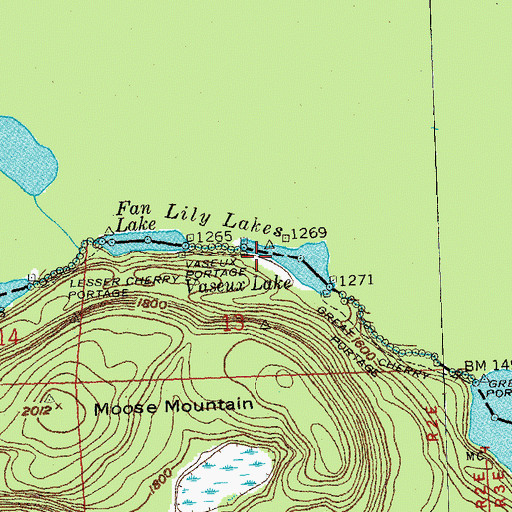 Topographic Map of Vaseux Portage, MN